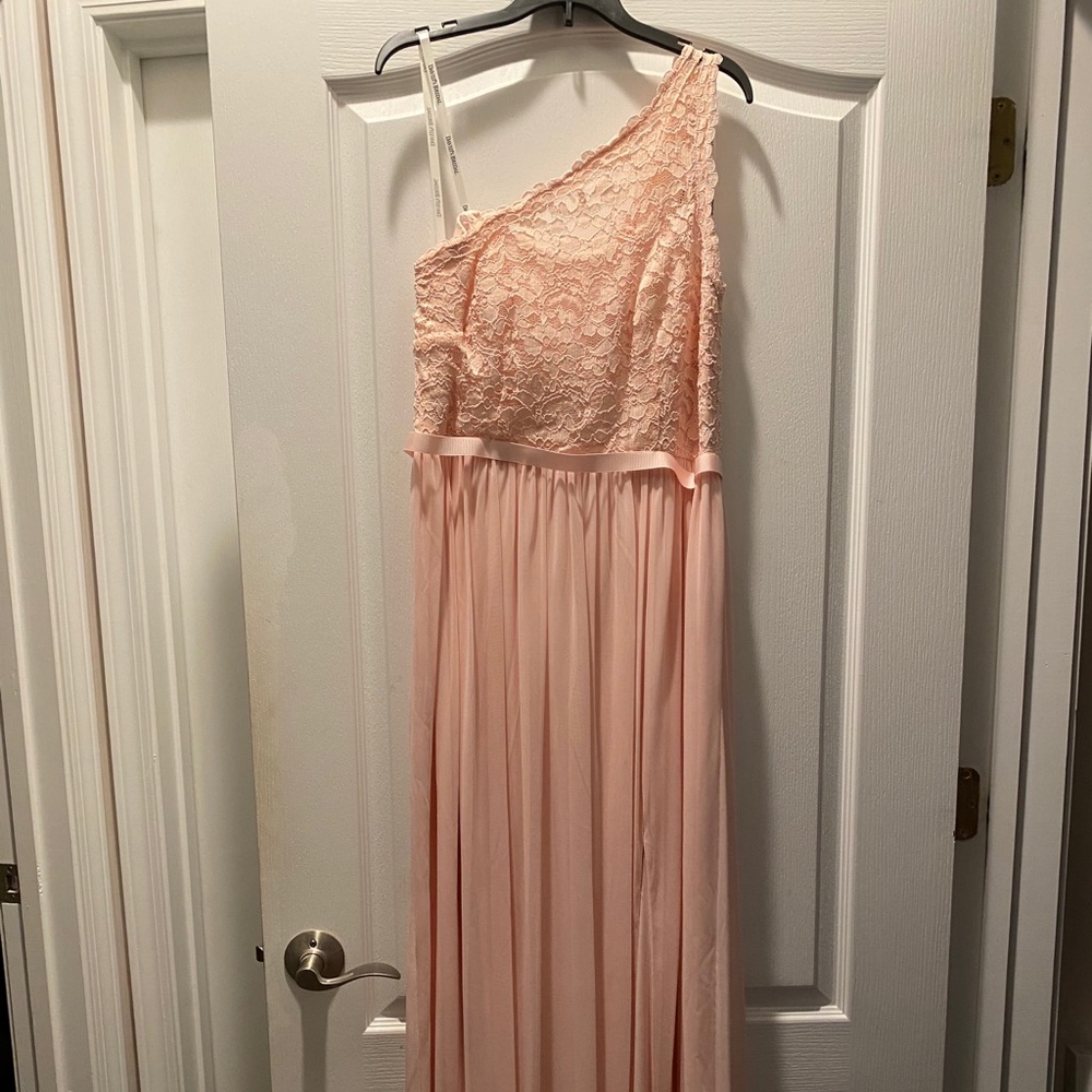 David’s Bridal One Shoulder Lace Dress